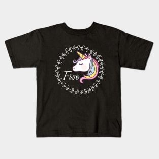 Five Years Old Unicorn Birthday Kids T-Shirt